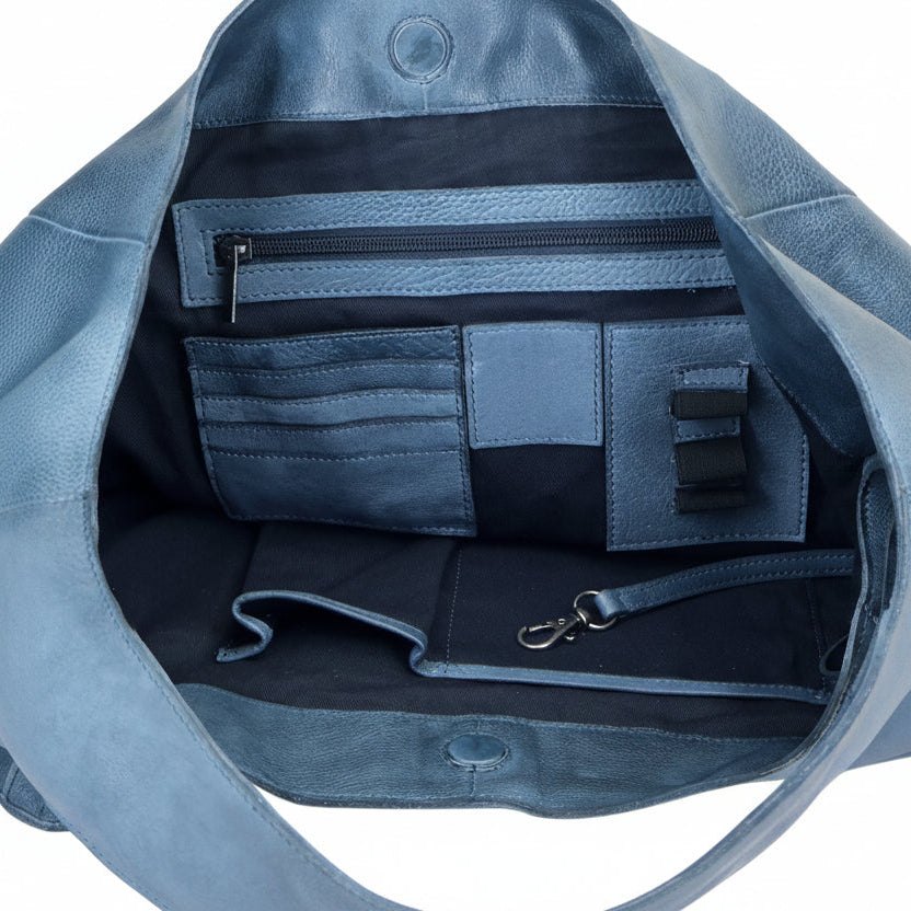 Interior of the Lindsey Tote showing organized pockets and holders